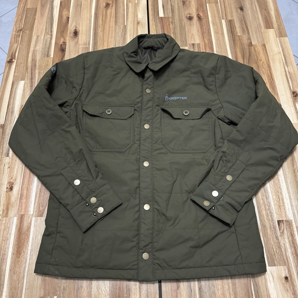 Kryptek Brushcraft Jacket Mens L Quilted Military Snap Button Lightweight Hiking
